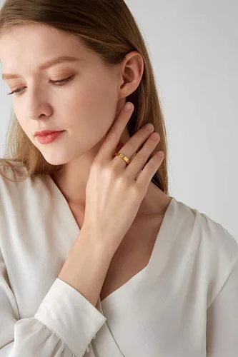 Vista 3 de PDWZNBA - Anillo de acero inoxidable bañado en oro de 18 K, dorado, rosa, plateado, con circonita cúbica. Anillo de compromiso o para boda