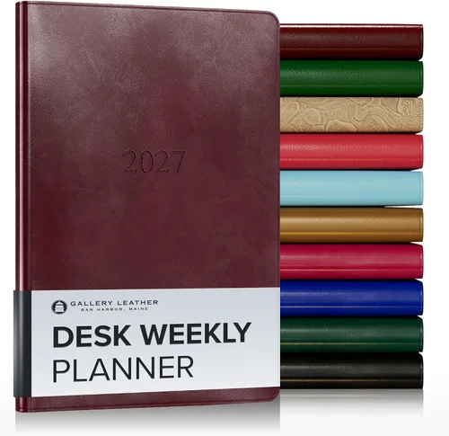 Vista 9 de Gallery Leather Agenda semanal grande 2026-2027 Acadia Hydrangea Hortensia Acadia
