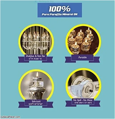 Vista 5 de Luz de vela de aceite Shabbos. Prellenada (para iluminación rápida) Hermosa llama alta, (durante todo el tiempo) sellada, sin derrames, sin