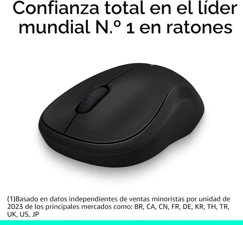 Vista 2 de Logitech Ratón inalámbrico M185, 2.4 GHz con mini receptor USB, duración de la batería de 12 meses, seguimiento óptico de 1000 DPI, ambidiestro