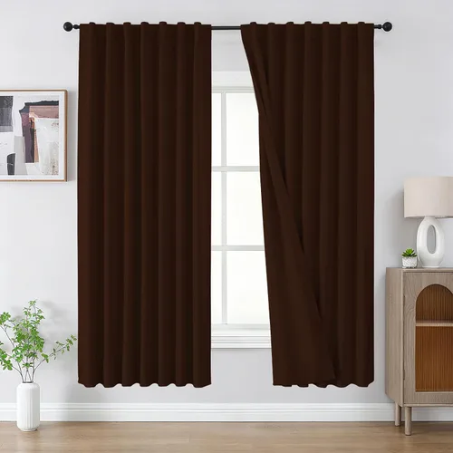Vista 22 de CUCRAF - Juego de 2 paneles de cortinas opacas de 54 pulgadas, cortina con bolsillo para varilla y pestaña trasera, cortinas oscuras con aislamiento