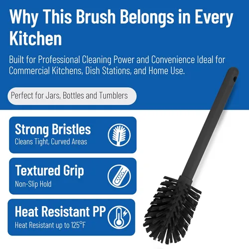 Vista 3 de SPARTA Cepillo grande para botellas de agua, ideal para frascos de boca ancha, botellas y vasos, herramienta de lavado de platos con asa