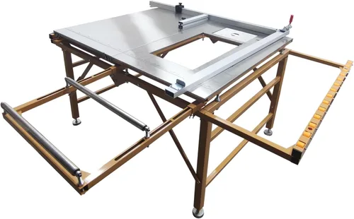 Sierra de mesa con soporte para cortar madera con altura de hoja ajustable para fabricación de muebles, carpintería plegada y corte diagonal de 45°