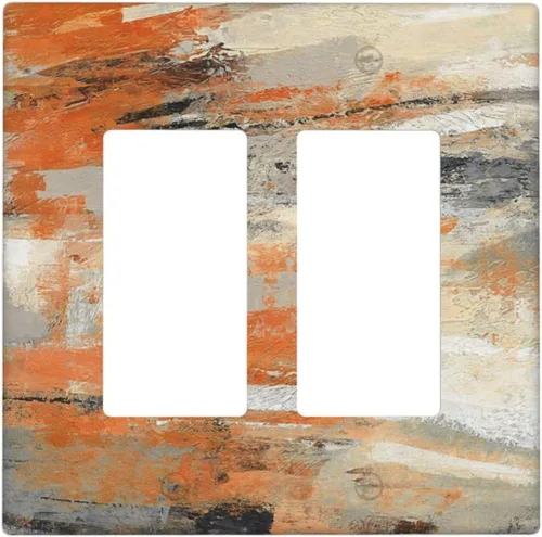 Vista 41 de Cubierta de Toma Duplex de 1 Banda Decorativa con Diseño de Puesta de Sol Abstracto y Arcoíris, Placa Frontal Eléctrica, Interruptor de Luz Único