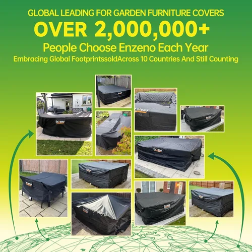 Vista 8 de Enzeno Juego de funda para muebles de patio, juego de fundas impermeables para sofá seccional al aire libre, juego de sillas para mesa de comedor