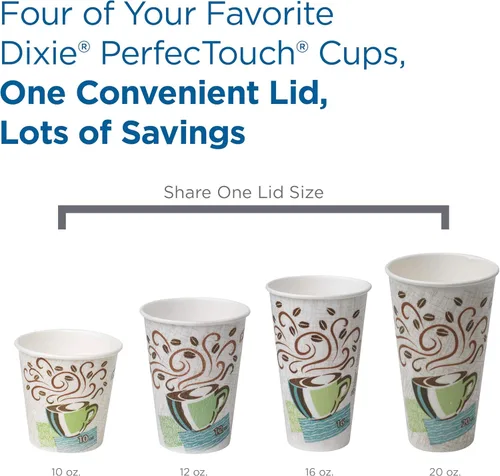 Vista 3 de Georgia-Pacific Dixie - Tapas para tazas de café caliente de 10 onzas a 16 onzas por GP PRO (Georgia-Pacific), color blanco, D9542, 1000