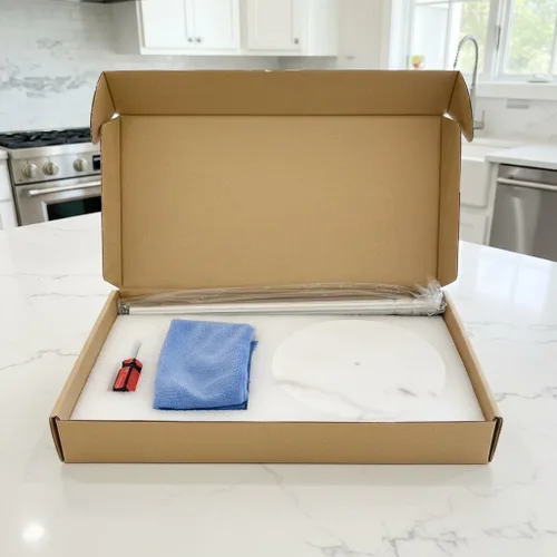Vista 9 de Soporte para toallas de papel, soporte para rollos de papel rasgado con una sola mano, base de mármol pesada, no se vuelca, mármol, níquel cepillado)
