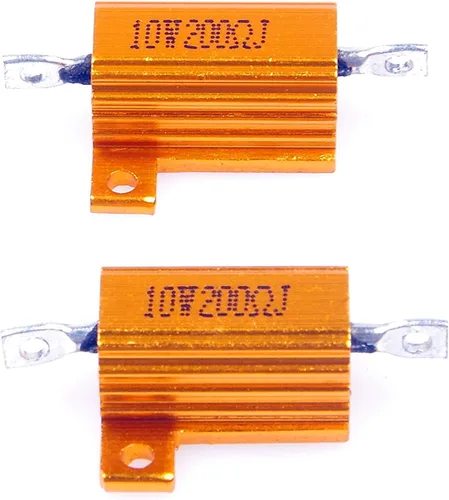 Vista 2 de Resistor de carcasa de aluminio electrónico de 10 W, 200 ohmios, 5%, color dorado (paquete de 2)