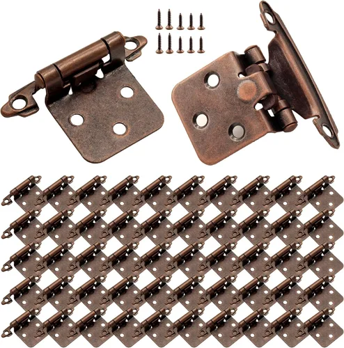 Vista 10 de 12 bisagras negras para puerta de gabinete, bisagras de cierre automático de cocina superpuestas de 1/2 pulgada (6 pares)