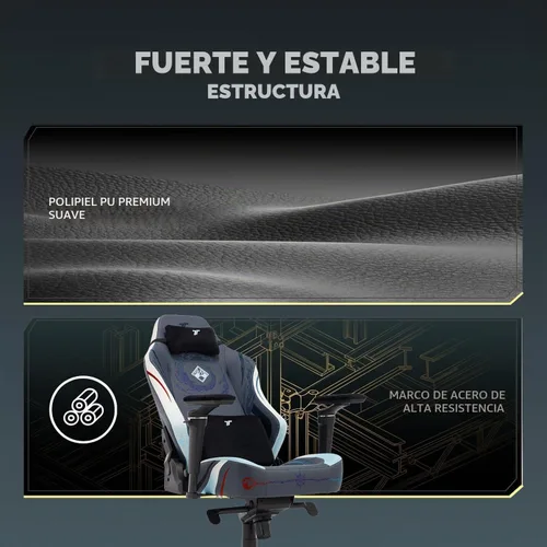 Vista 9 de TTRACING Jujutsu Kaisen Guardian - Silla de juegos con respaldo alto, Gojo Reposabrazos 5D, marco de cuero y acero de alta calidad, ideal