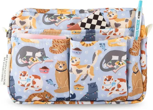 Vista 8 de Organizador de cartera con múltiples bolsillos, bolsa de aseo impermeable con cremallera, bolsa de almacenamiento portátil para lápices