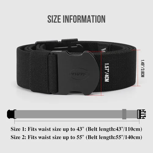Vista 4 de WHIPPY Cinturón elástico unisex para hombre con hebilla no metálica, cinturón ajustable