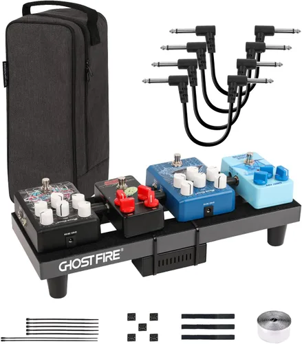 Vista 13 de Ghost Fire - Soporte para pedales para guitarra, de aleación de aluminio, soporte para pedales de efectos para guitarra, con bolsa de transporte