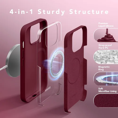 Vista 1405 de GONEZ Funda magnética para iPhone 14, compatible con Magsafe, con protector de pantalla + protector de cámara, forro de microfibra antiarañazos