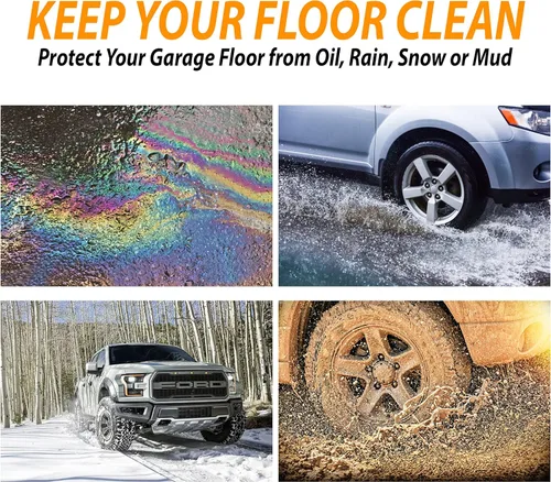 Vista 5 de ZONETECH Tapete de Contención para Nieve, Barro, Agua y Hielo de Garaje - Protector de Piso Negro de Primera Calidad y Resistente, Superficie