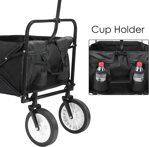 Vista 4 de Kaito TC3015 Carro utilitario plegable para exteriores con ruedas de 8 pulgadas y mango acolchado (negro)