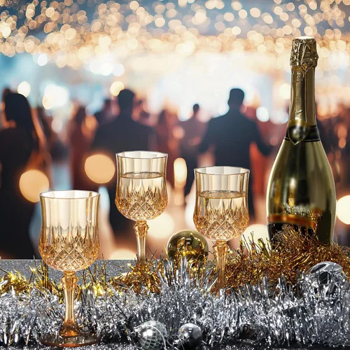 Vista 4 de XUWAIDSGN 16 Piezas Copas de Vino Vintage de Plástico de 7oz Vasos para Beber Irrompibles Cristalería para Bodas Copas de Agua de Cristal