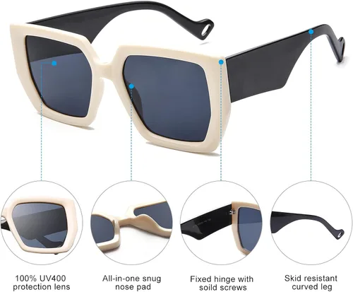 Vista 5 de OKH Oversized Sunglasses for Women Trendy Square Sun Glasses UVA UVB Protection