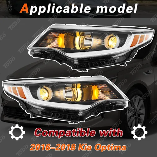 Vista 3 de TODO Conjunto de faros delanteros compatible con faros delanteros Kia Optima 2016-2018, par de repuesto 92101D5000 92102D5000 KI2502196 KI2503196
