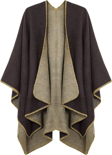Vista 21 de Urban CoCo Poncho de colores para mujer, chal con frente abierto, color en bloques