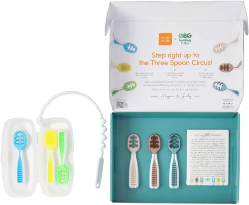 Vista 11 de NumNum Juego de cucharas para bebé, utensilios de alimentación para pequeños x cucharas de silicona Pre-Spoon GOOtensils para destete con luz LED