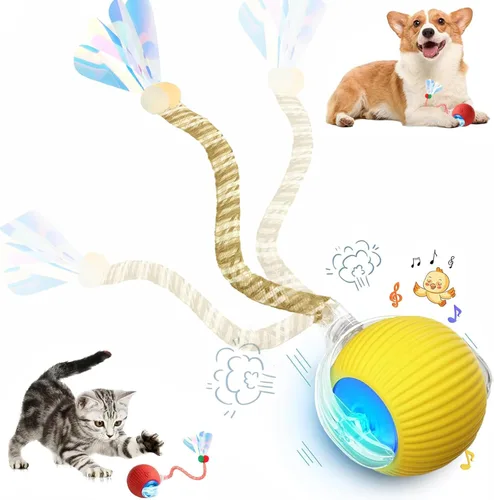 Vista 17 de 2PCS Interactive Cat Toys for Indoor Cats with 6 Tails, Automatic Cat Toy Fast Rolling on Carpet/ Wooden Floor/ Tiles, Rechargeable Kitten Toys for
