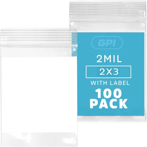 Vista 31 de GPI Paquete de 100 bolsas de plástico transparente de 1.5 x 2 pulgadas con cierre de cremallera, bolsas de polietileno resistentes y duraderas de 2