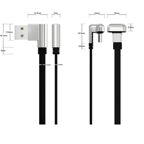 Vista 7 de Cable USB A a C, cable USB tipo C en forma de U de 180 grados de carga rápida y sincronización de datos, cable de carga rápida USB-A a C de 4 pies
