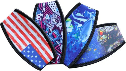 Vista 2 de Correas de neopreno para máscara de buceo, cubierta impermeable para correa de máscara de natación (paquete de 4, unisex) Cierre mágico, A-4