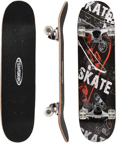 Vista 13 de ChromeWheels Monopatín de 31 pulgadas, doble patada, monopatín crucero, longboard de 8 capas de arce, para niños y principiantes