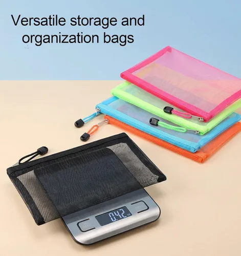 Vista 7 de 5 Pack Mesh Bags with Zipper, Nylon Cosmetic Mesh Zipper Pouch for Purse