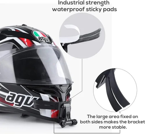 Vista 2 de Kit de montaje de barbilla para casco de motocicleta para GoPro Hero 10/9/8/7/6/5, DJI Osmo Action, Insta360 ONE R cámaras de acción