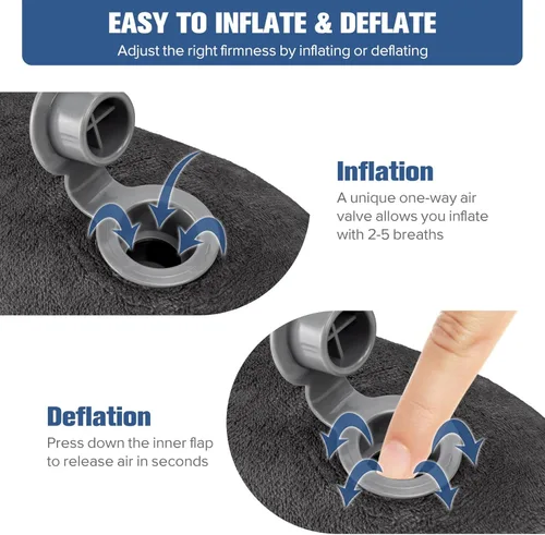 Vista 5 de Rewondah Almohada inflable de viaje para avión dormido, almohada inflable para el cuello para viajar en avión con funda lavable, almohada de viaje