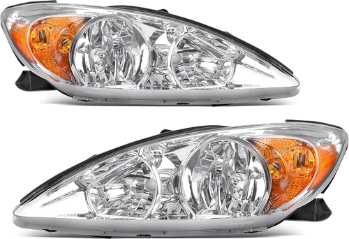 Vista 38 de oEdRo Conjunto de faros delanteros compatible con faros delanteros Accord 2003-2007, faro con carcasa cromada, reflectores ámbar, luces delanteras