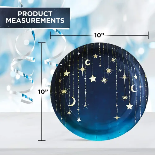 Vista 6 de Havercamp Starry Night - Platos de papel redondos grandes, suministros de vajilla para fiestas, 8
