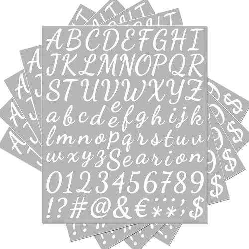 Vista 8 de 10 hojas de 840 piezas de vinilo negro autoadhesivas de letras del alfabeto, calcomanías de letras de números para buzón al aire libre, letras negro