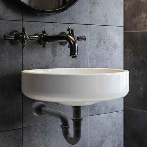 Vista 8 de Westbrass A400-1-62 1-1/2" OD 17 calibre P-Trap con brida de caja alta, negro mate