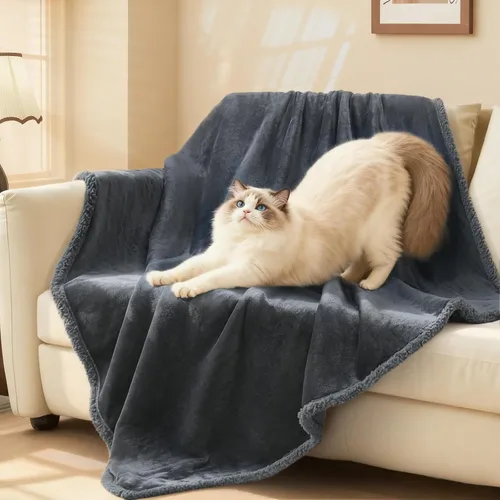 Vista 22 de Luciphia Manta impermeable para perro, lavable, reversible, de forro polar, sherpa, para cama, sofá, suave, a prueba de líquidos, a prueba de orina