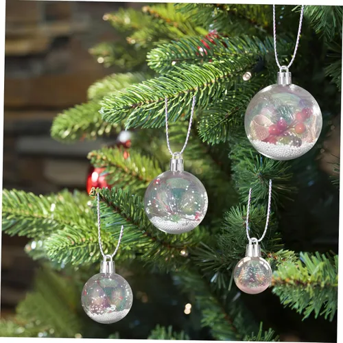 Vista 5 de IMIKEYA 18 bolas de adorno de Navidad iridiscentes de plástico transparente, esferas rellenables para árbol de Navidad, decoraciones colgantes
