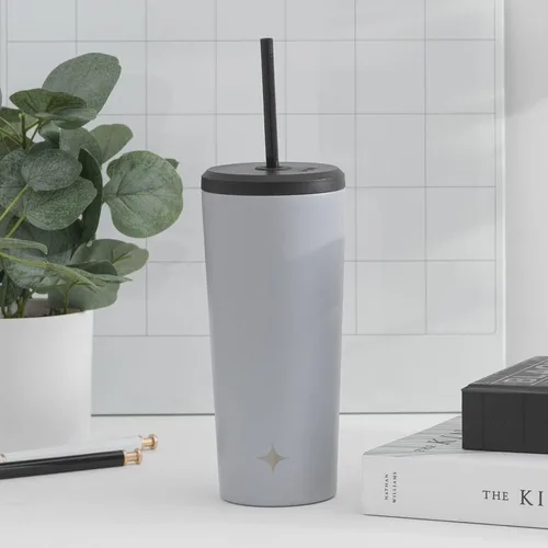 Vista 8 de JoyJolt Vaso aislado al vacío de 24 onzas con tapa y popote (2 de cada uno) vaso de acero inoxidable de doble pared al vacío, con forro de cobre