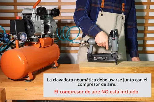 Vista 2 de NEU Master Engrapadora neumática de clavos, pistola de grapas/clavos 2 en 1 dispara clavos de 18 calibre de 2 pulgadas y grapas de corona de 1-5/8