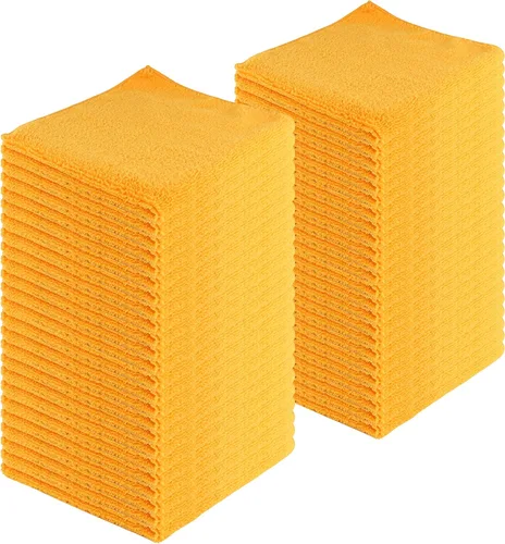 Vista 17 de Toallas de limpieza de microfibra, paquete de 12, 16 x 16 pulgadas, multiusos, más suaves, altamente absorbentes, sin pelusas, reutilizables, Negro