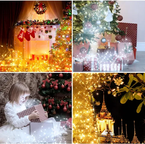 Vista 7 de Tuanse 100 Pack Led Fairy Lights Battery Operated String Light 9.8FT Waterproof Silver Wire Firefly Starry Moon Light 30Led for Mason Jars DIY