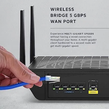 Vista 5 de Linksys Router Mesh WiFi Hydra Pro 6E Tri-Band Router de hacha de alta velocidad para transmisión y juegos, velocidades de hasta (AXE6600) 6.6Gbps