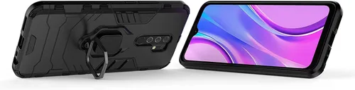 Vista 2 de LuluMain - Funda compatible con Xiaomi Mi Redmi 9, soporte de anillo de metal a prueba de golpes (funciona con soporte magnético para automóvil)