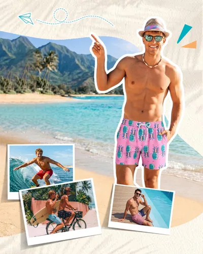 Vista 6 de Sixfish Traje de baño para hombre con forro de compresión de 5 pulgadas, pantalones cortos de secado rápido con bolsillos con cremallera para playa
