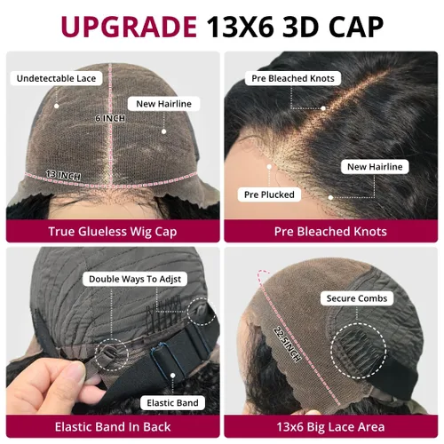 Vista 2 de Pelucas de encaje frontal HD de 13 x 6 pulgadas, densidad del 200 %, peluca rizada mongol con encaje frontal, peluca de cabello humano indetectable