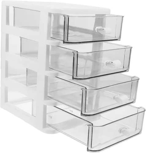 Ipetboom Transparent Drawer Type Storage Box for Cosmetics and Stationery Desktop Organizer with Expandable Top Space Lightweight Plastic Container