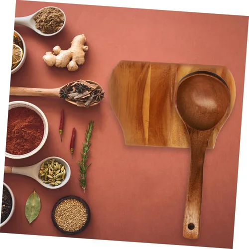Vista 9 de MAGICLULU Soporte de cuchara de madera para cocina, soporte para cuchara, plato de cuchara, bandeja para cucharas, soporte para espátula, soporte