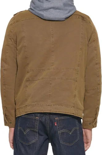 Vista 2 de Levi's Chaqueta estilo militar con capucha de algodón lavado para hombre
